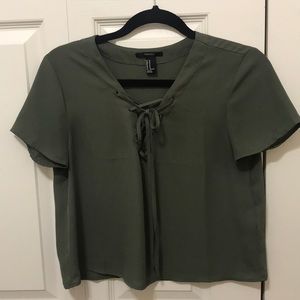 Tie V-neck blouse